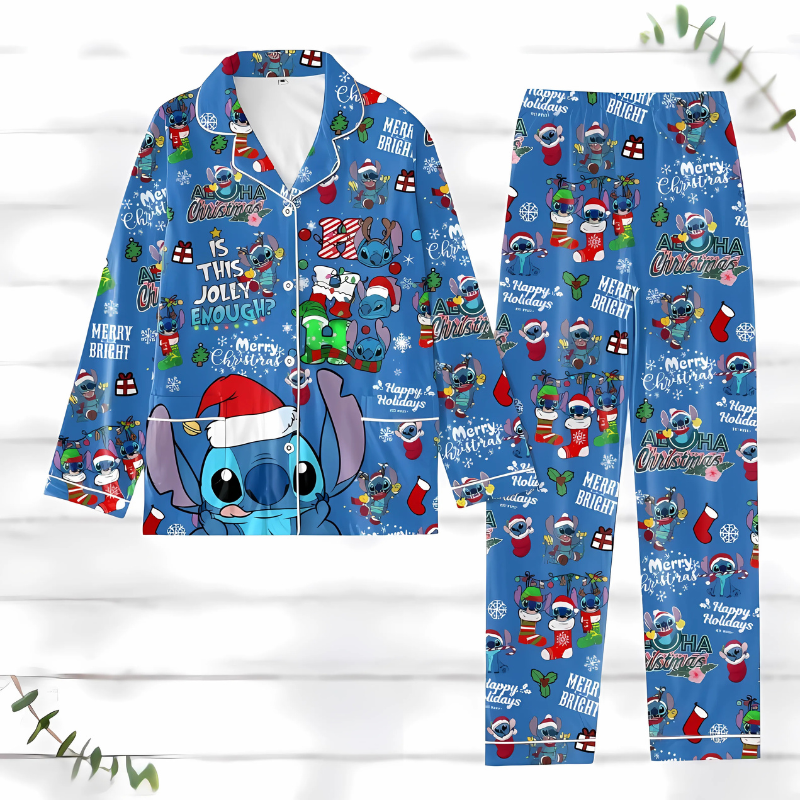 Conjunto de pijamas Stitch de Natal