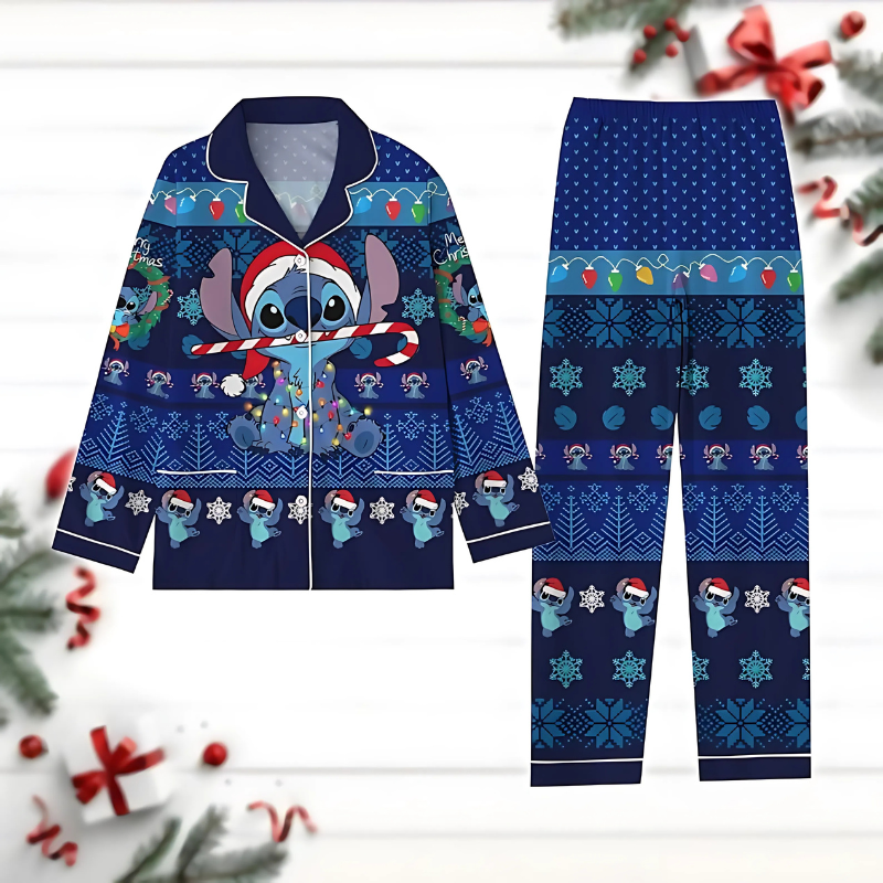 Conjunto de pijamas Stitch de Natal