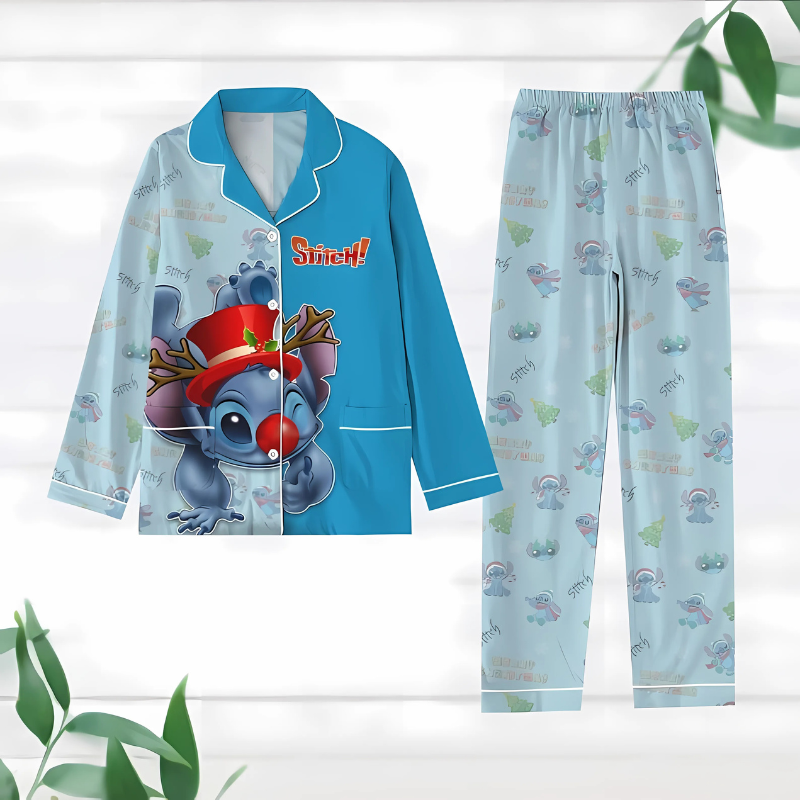 Conjunto de pijamas Stitch de Natal